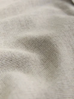 Neutral Grandad Collar Cotton Linen Blend Short Sleeve Shirt