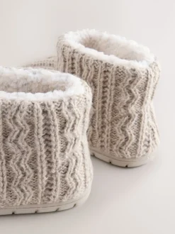 Neutral Knitted Boot Slippers