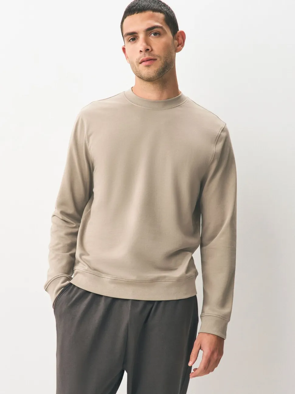 Neutral Lightweight Crew Neck Sweatshirt