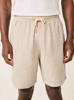 Neutral Linen Blend Elasticated Waist Shorts