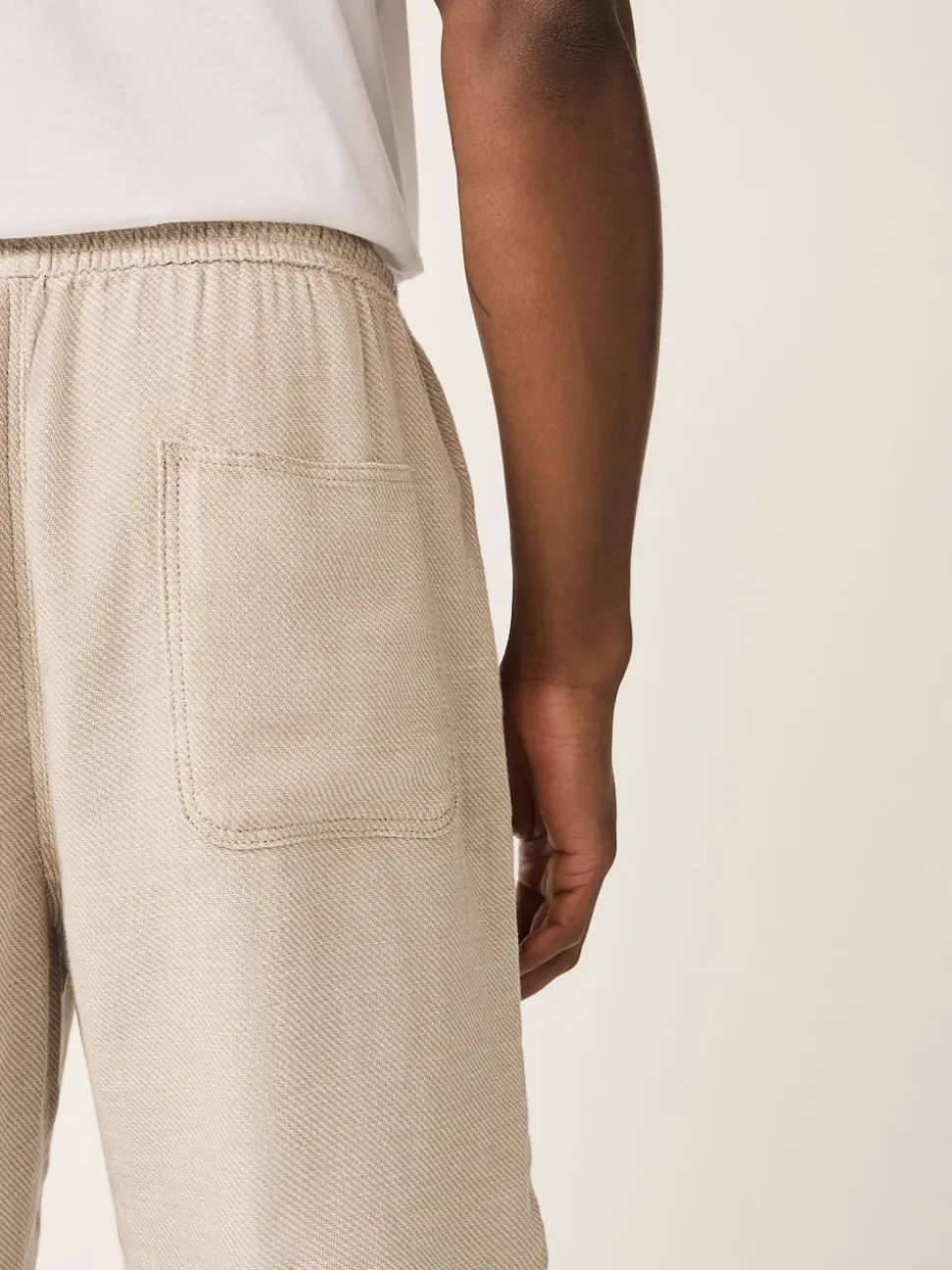 Neutral Linen Blend Elasticated Waist Shorts