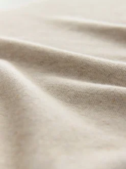 Neutral Marl Regular Fit Cotton Rich Long Sleeve Knitted Polo Shirt