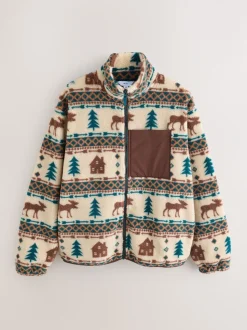Neutral Matching Family Borg Zip Through Fleece