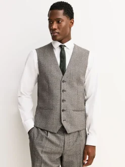 Neutral Merino Wool Blend Suit Waistcoat