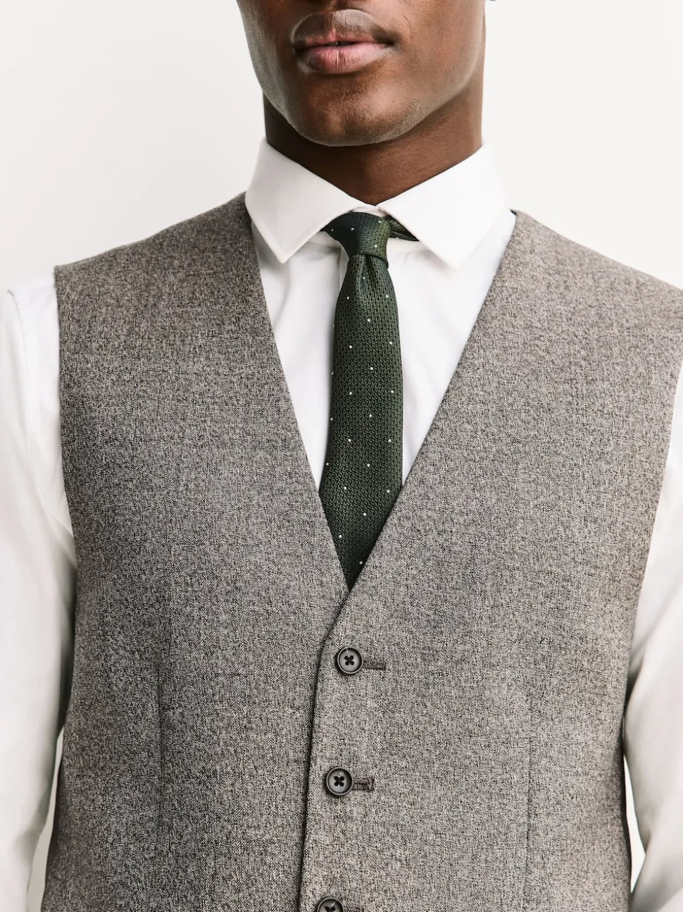 Neutral Merino Wool Blend Suit Waistcoat