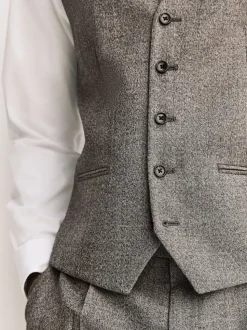 Neutral Merino Wool Blend Suit Waistcoat