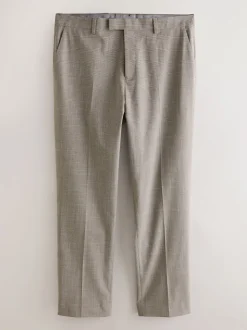 Neutral Regular Fit Contrast Fabric Detail Suit Trousers