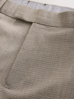 Neutral Regular Fit Contrast Fabric Detail Suit Trousers