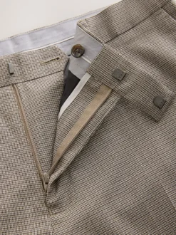 Neutral Regular Fit Contrast Fabric Detail Suit Trousers