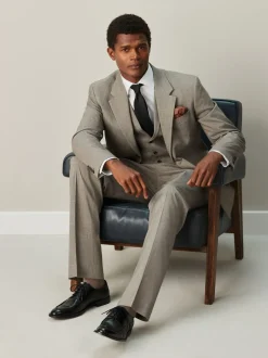 Neutral Regular Fit Contrast Fabric Detail Suit Jacket