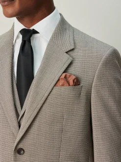 Neutral Regular Fit Contrast Fabric Detail Suit Jacket