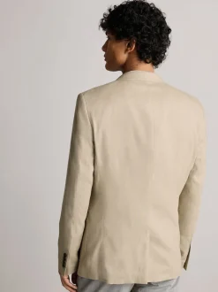 Neutral Regular Fit Linen Blend Blazer