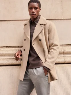 Neutral Regular Fit N.Premium Soft Touch Peacoat with Wool