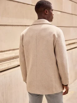 Neutral Regular Fit N.Premium Soft Touch Peacoat with Wool