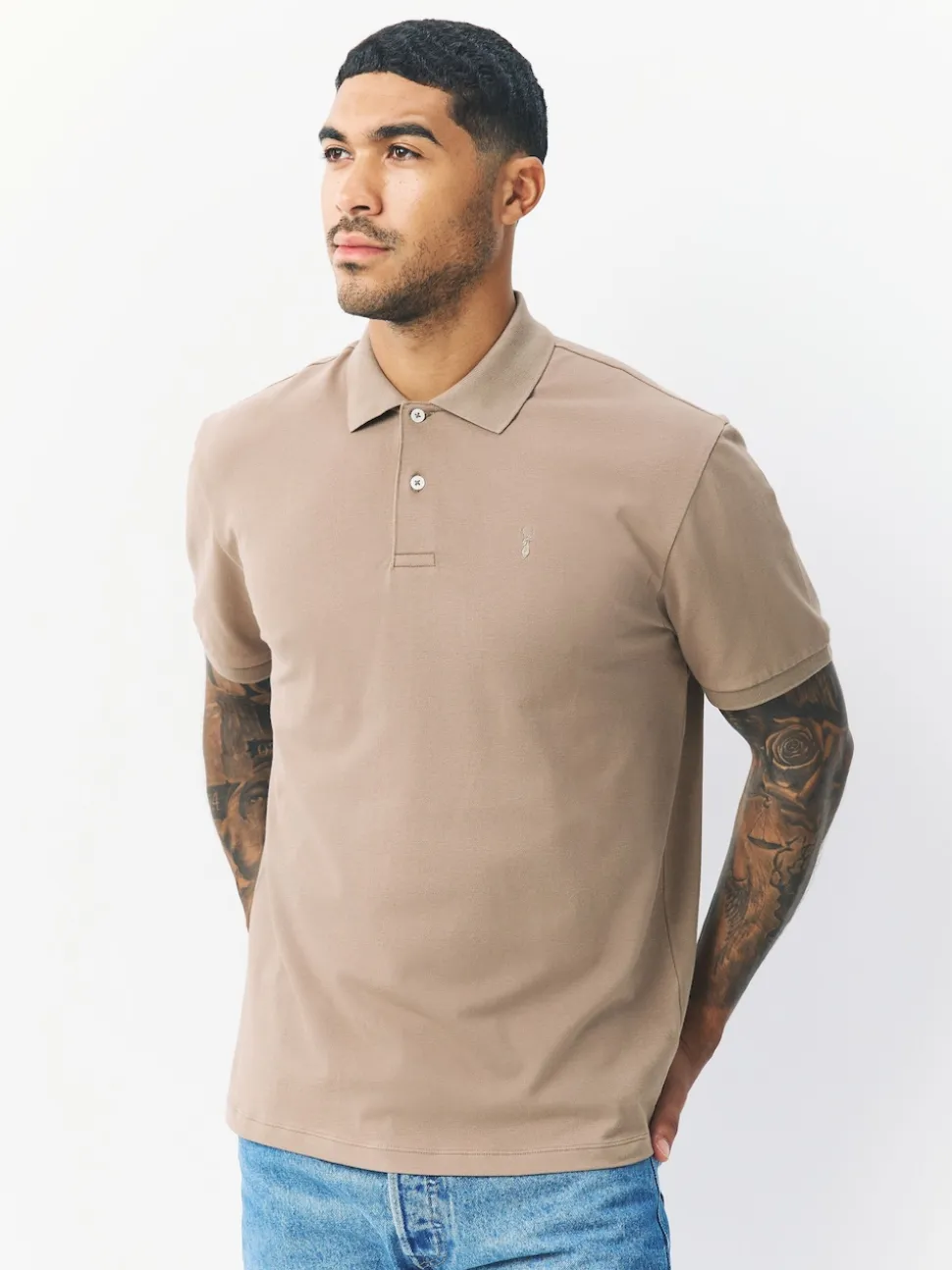 Neutral Regular Fit Short Sleeve Pique Polo Shirt