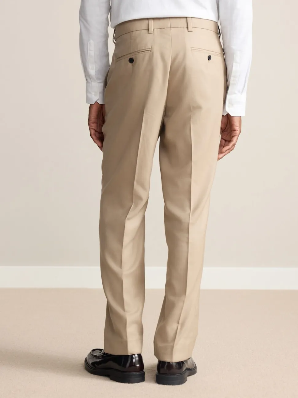 Neutral Regular Fit Signature 100% Wool Trousers With Motion Flex Waistband