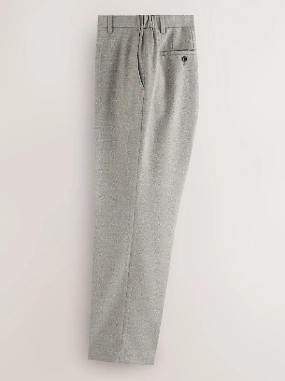 Neutral Regular Fit Smart Textured Trousers With Stretch Waistband