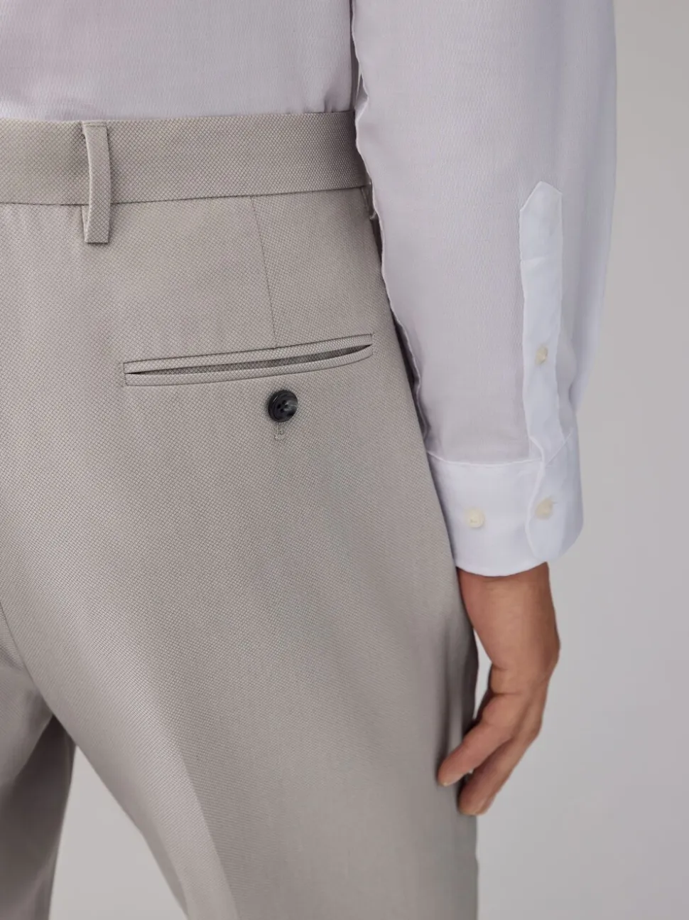 Neutral Regular Fit Textured Suit Trousers