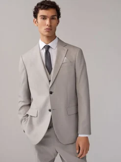 Neutral Regular Fit Textured Suit Jacket