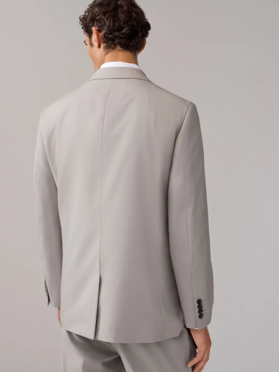 Neutral Regular Fit Textured Suit Jacket