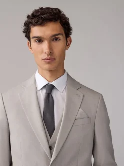 Neutral Regular Fit Textured Suit Jacket