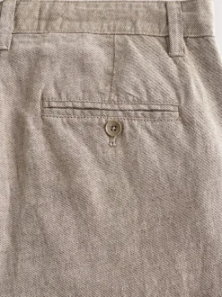 Neutral Regular Tapered Fit Linen Twill Trousers