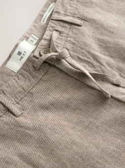 Neutral Regular Tapered Fit Linen Twill Trousers