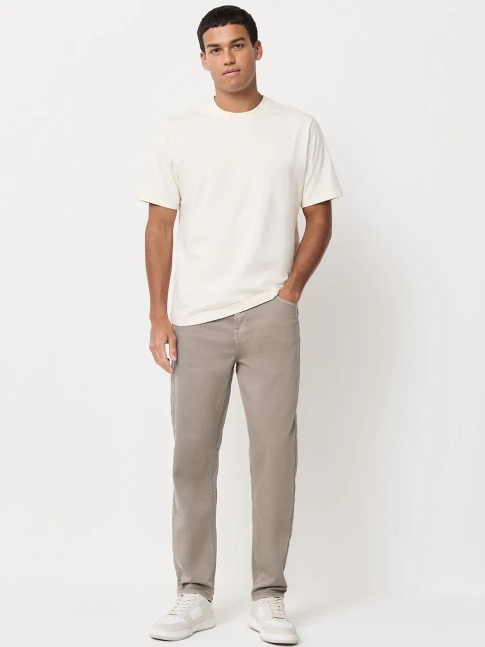 Neutral Regular Tapered Fit Comfort Stretch Jeans