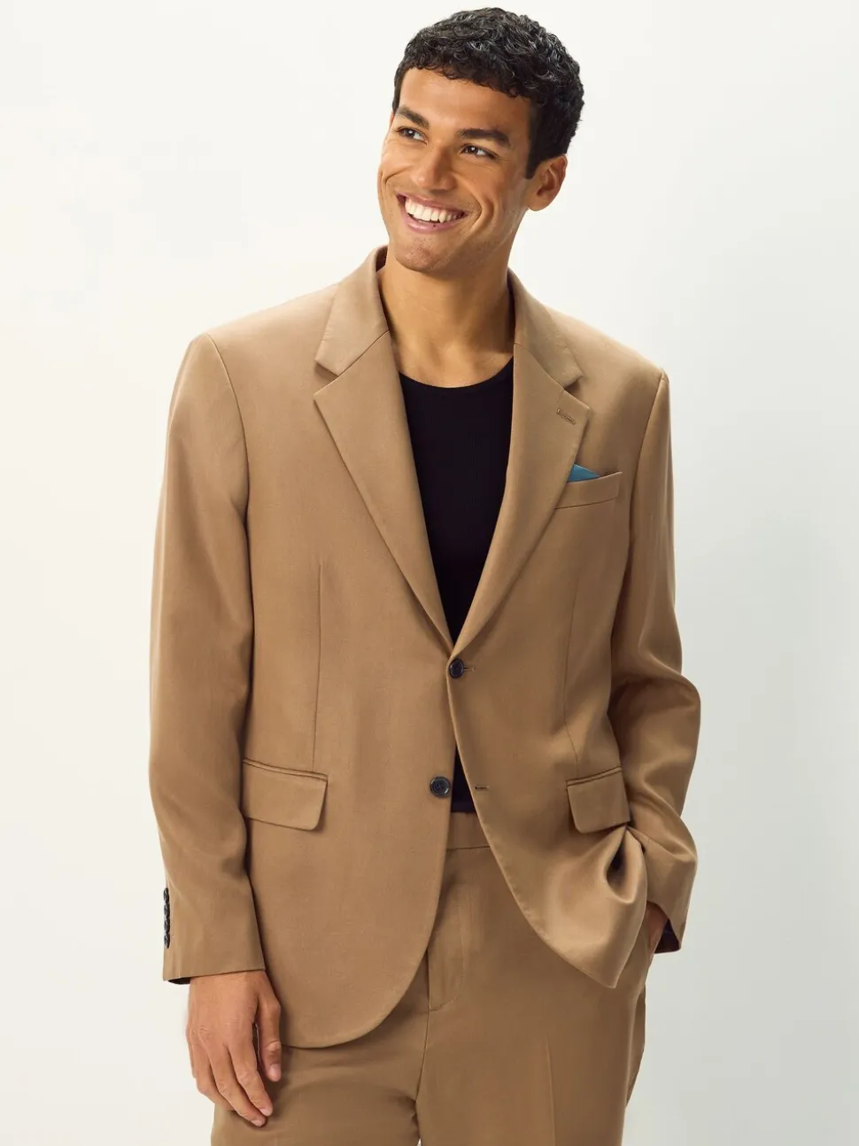 Neutral Relaxed Fit Lyocell Suit Jacket