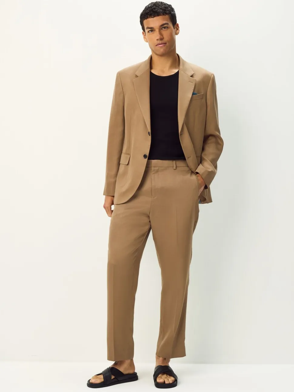 Neutral Relaxed Fit Lyocell Suit Jacket