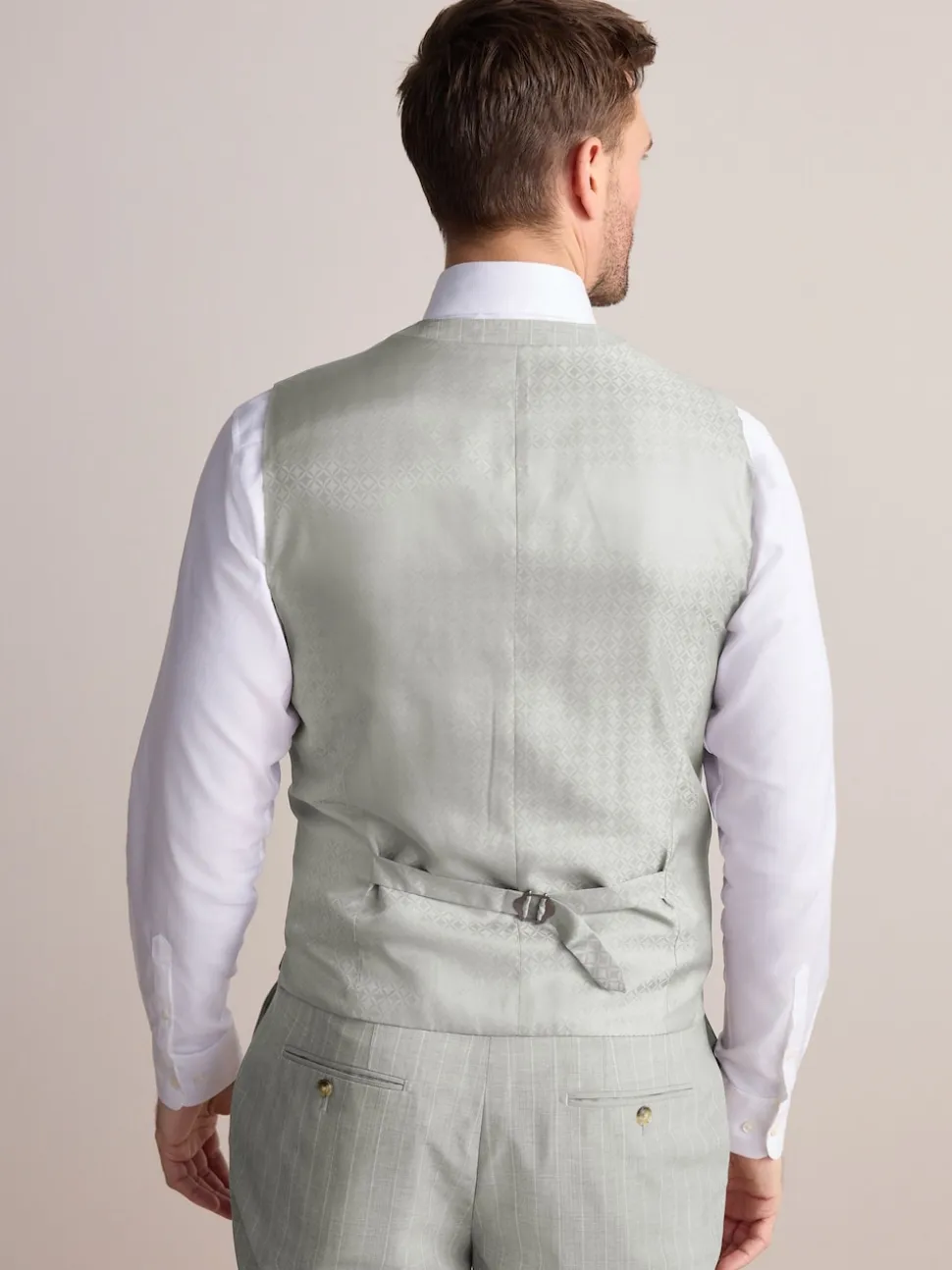 Neutral Signature Empire Mills British Wool Fabric Striped Suit Waistcoat