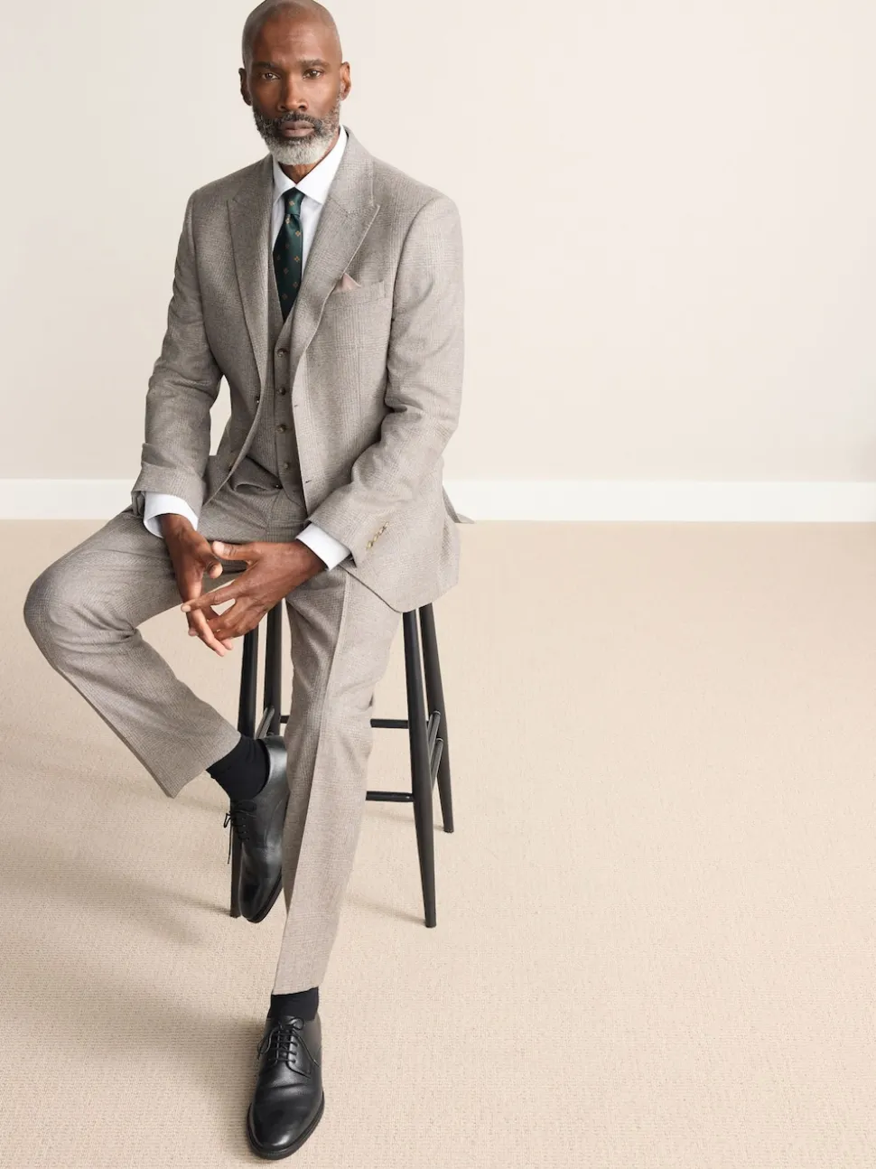 Neutral Signature Marzotto 100% Italian Wool Check Suit Waistcoat