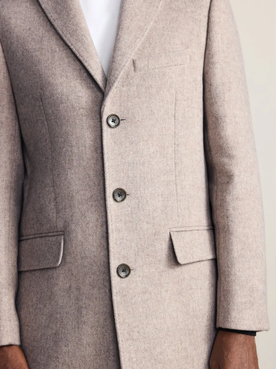 Neutral Signature Soft Touch Wool Rich Italian Fabric Epsom Overcoat With Cashmere