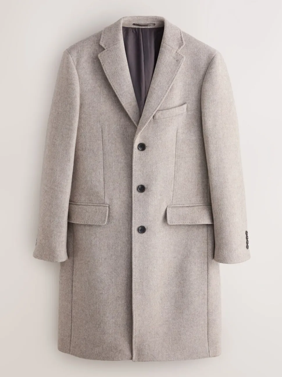 Neutral Signature Soft Touch Wool Rich Italian Fabric Epsom Overcoat With Cashmere