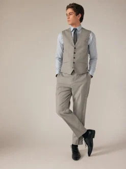 Neutral Slim Fit Check Suit Waistcoat