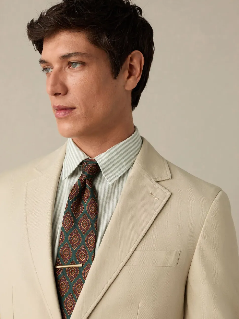 Neutral Slim Fit Cotton TENCEL™ Suit Jacket