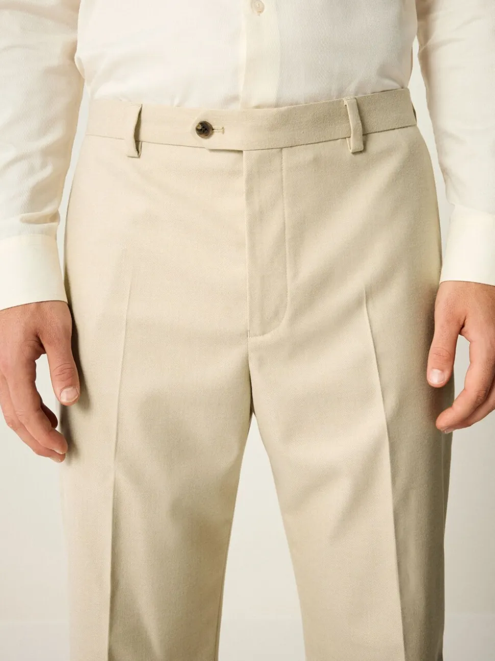 Neutral Slim Fit Flannel Suit Trousers