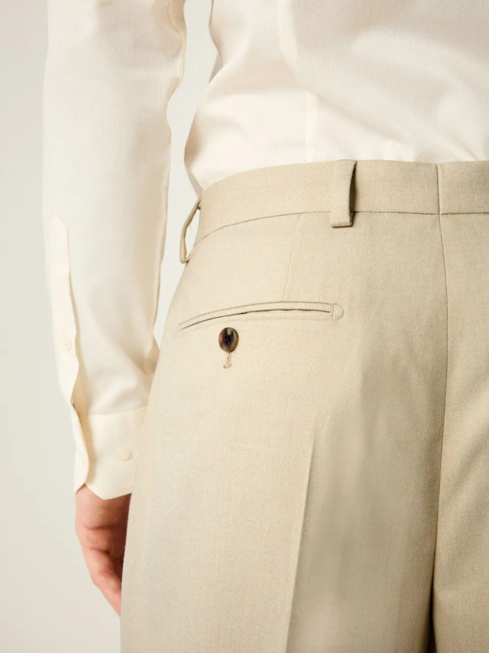 Neutral Slim Fit Flannel Suit Trousers