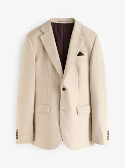 Neutral Slim Fit Flannel Suit Jacket