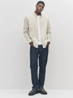 Neutral Slim Fit Long Sleeve Check Stretch Oxford Shirt