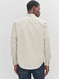 Neutral Slim Fit Long Sleeve Check Stretch Oxford Shirt