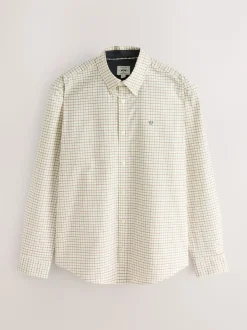 Neutral Slim Fit Long Sleeve Check Stretch Oxford Shirt