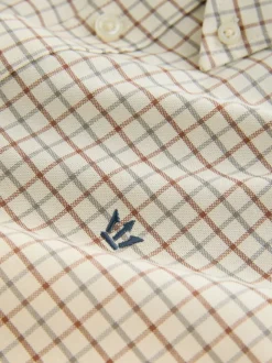 Neutral Slim Fit Long Sleeve Check Stretch Oxford Shirt