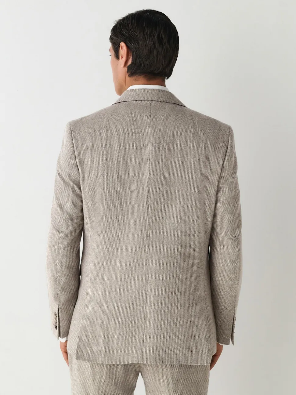 Neutral Slim Fit Nova Fides Italian Wool Blend Trimmed Textured Suit Jacket