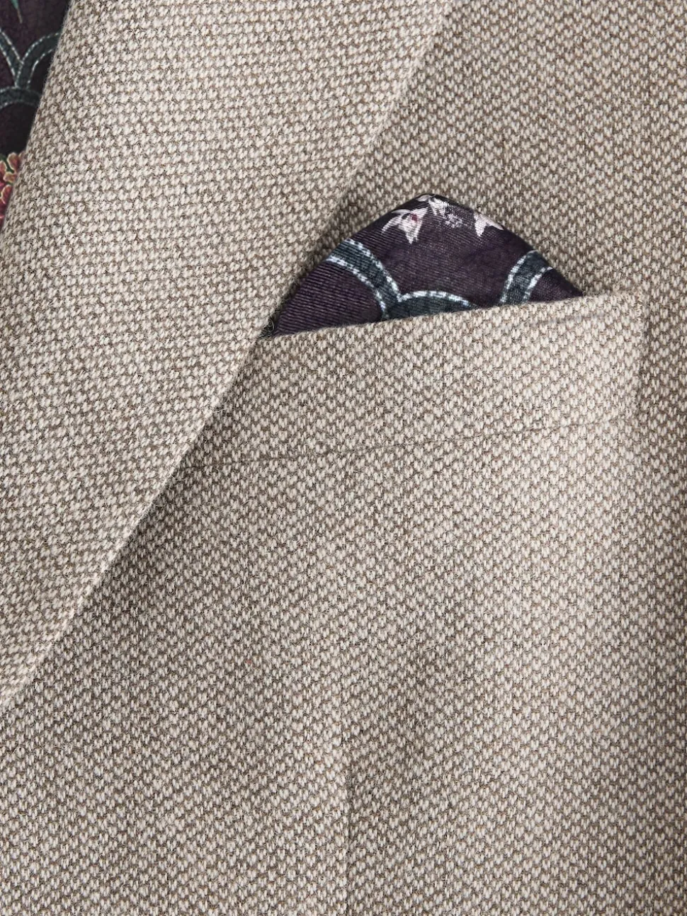 Neutral Slim Fit Nova Fides Italian Wool Blend Trimmed Textured Suit Jacket
