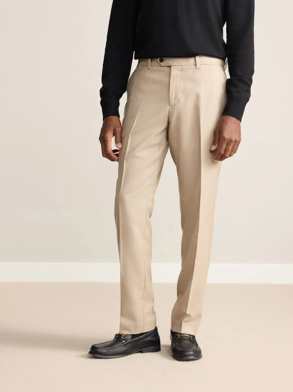 Neutral Slim Fit Signature 100% Wool Trousers With Motion Flex Waistband