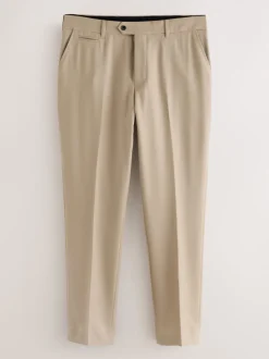 Neutral Slim Fit Signature 100% Wool Trousers With Motion Flex Waistband