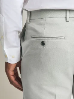 Neutral Slim Fit Textured Suit Trousers