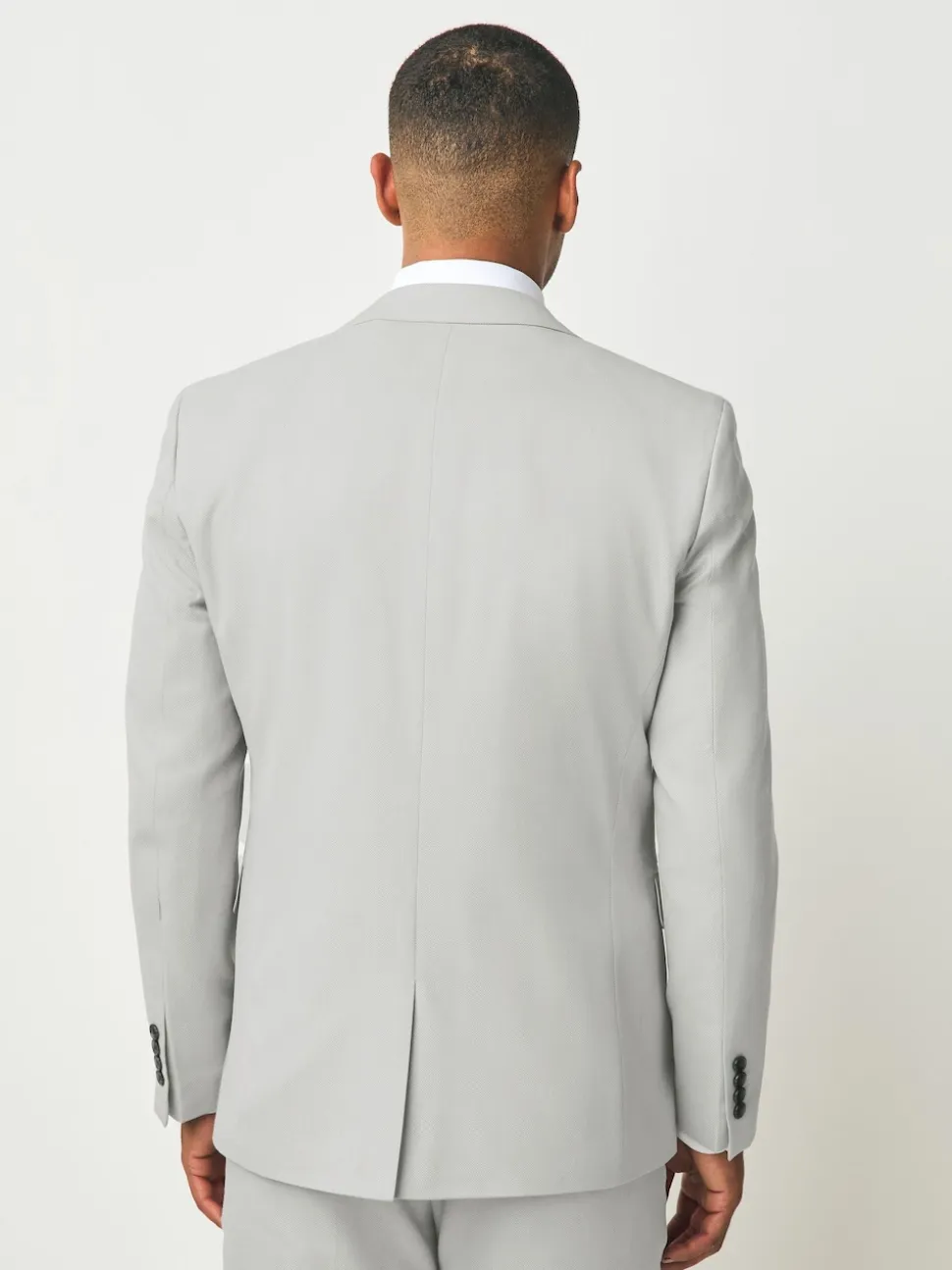 Neutral Slim Fit Textured Suit Jacket