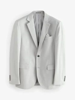 Neutral Slim Fit Textured Suit Jacket